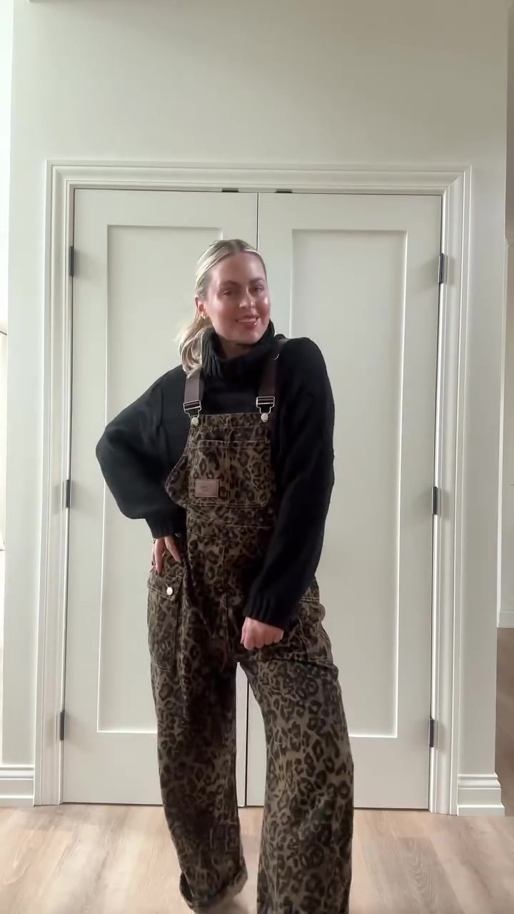 Designer leopard print overalls trousers