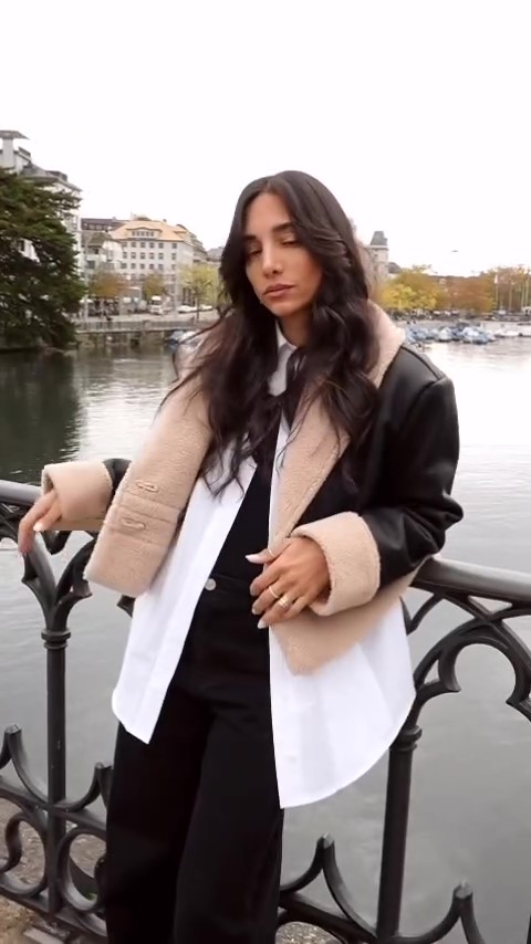 Brown fur oversized short coat