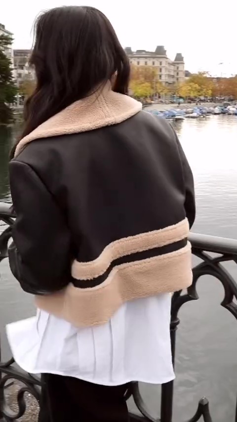 Brown fur oversized short coat