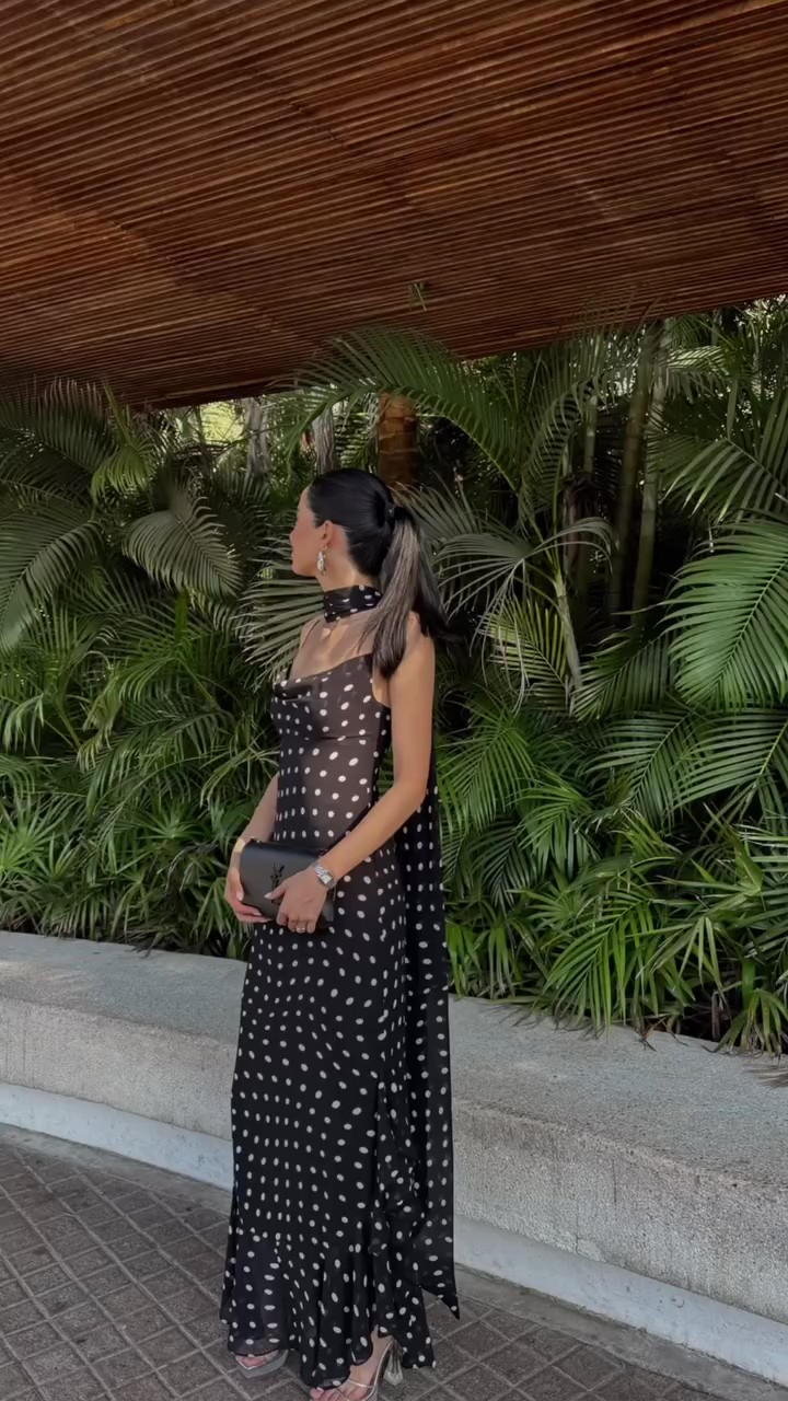 Holiday Dance Midi Polka Dot Fishtail Dress