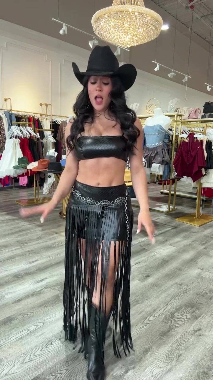 Party Fringe Leather Skirt Set