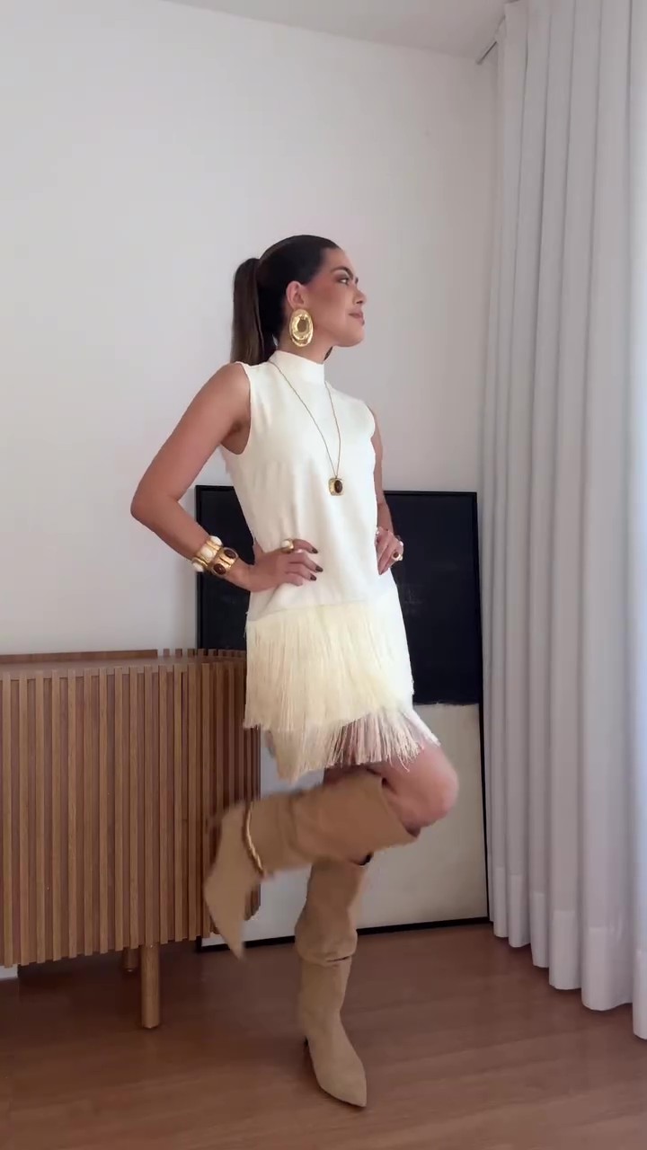 Party Chic Fringe White Mini Dress