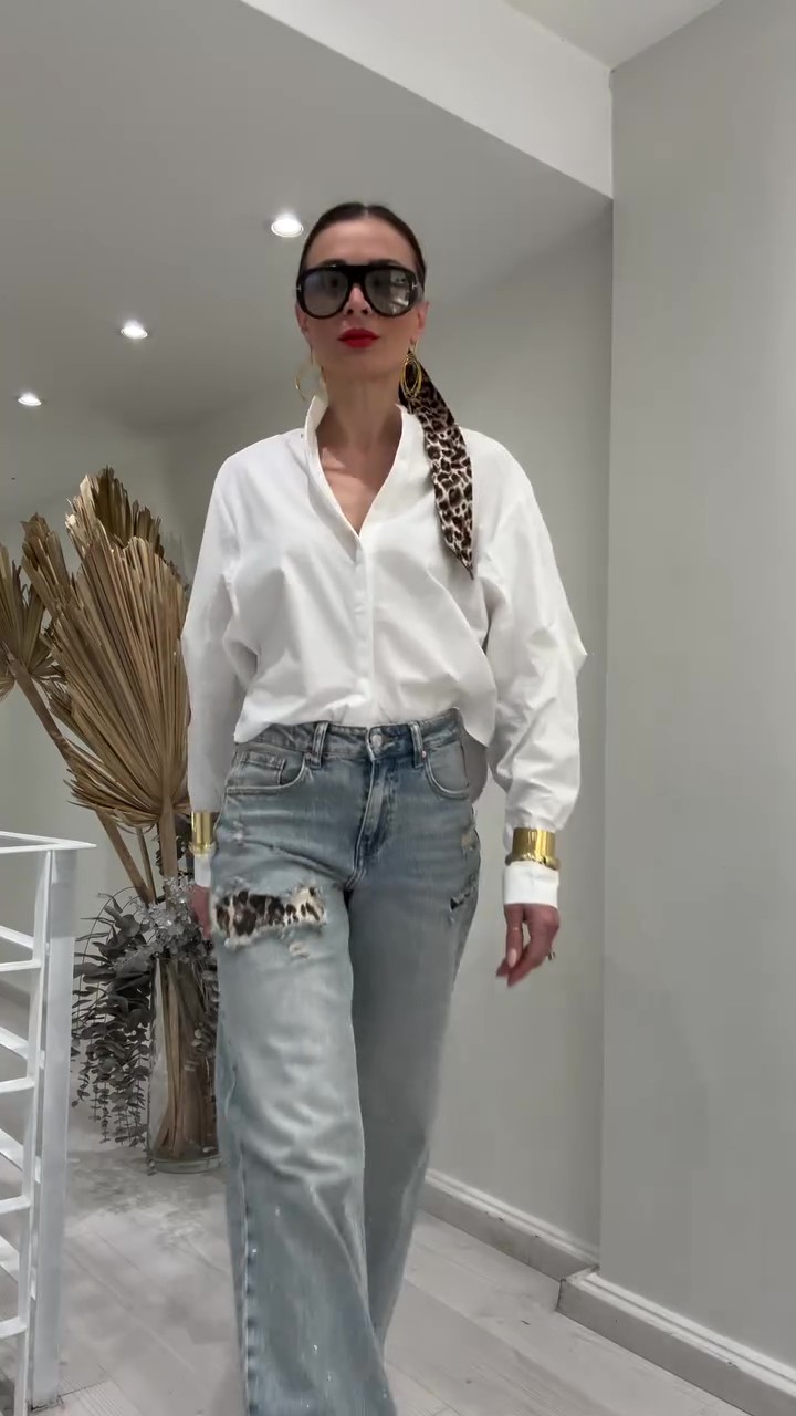 Holiday Leopard Print Ripped Jeans