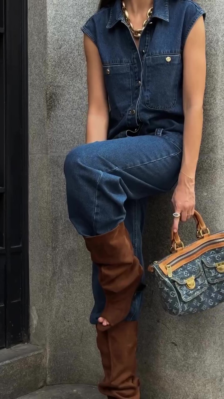 Street Denim Vest Trousers Set
