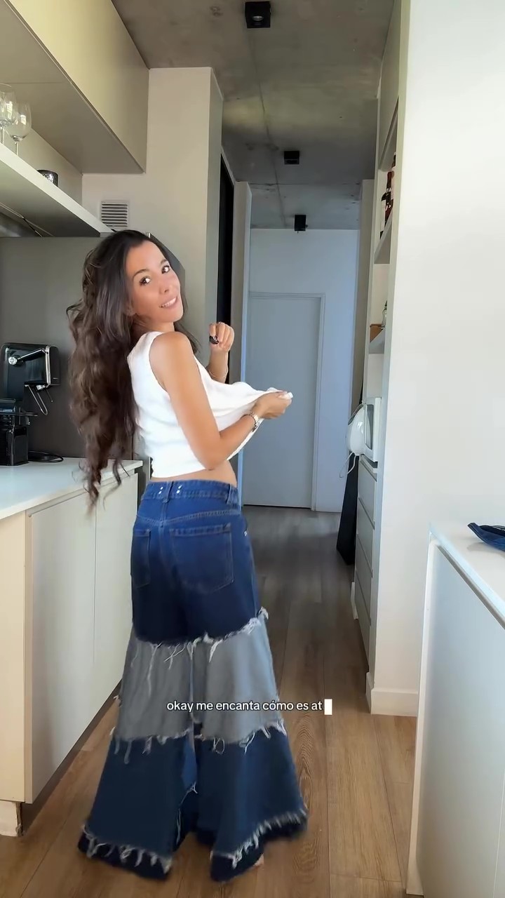 Party Retro Stitching Denim Flared Pants