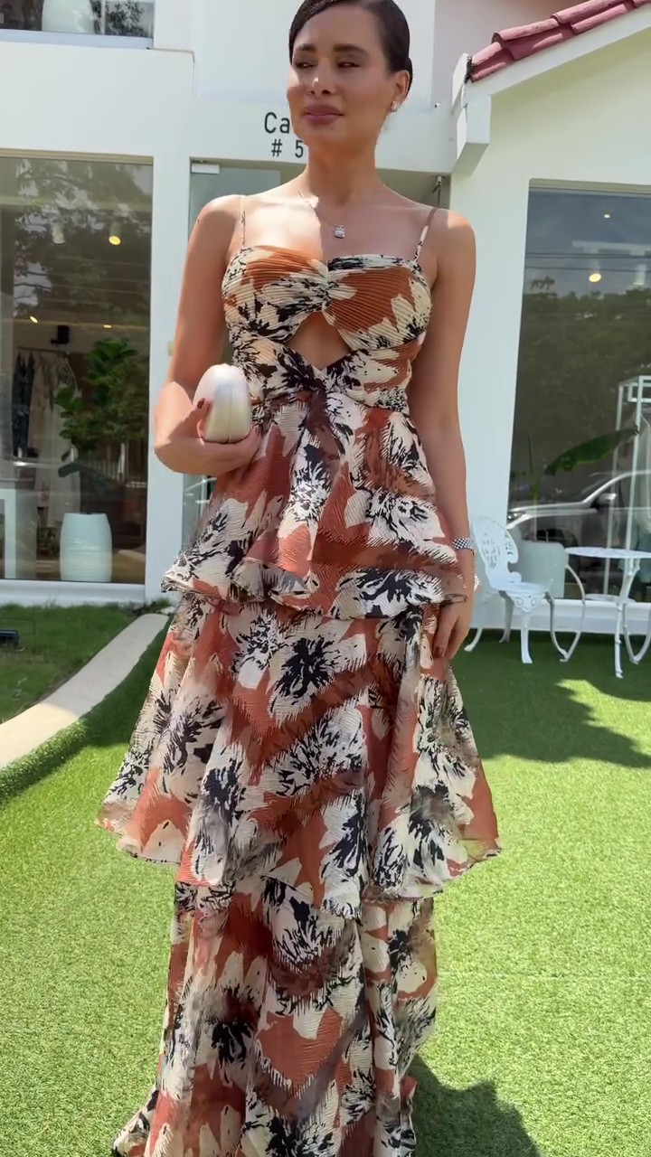 Holiday Print Cake Maxi Dress