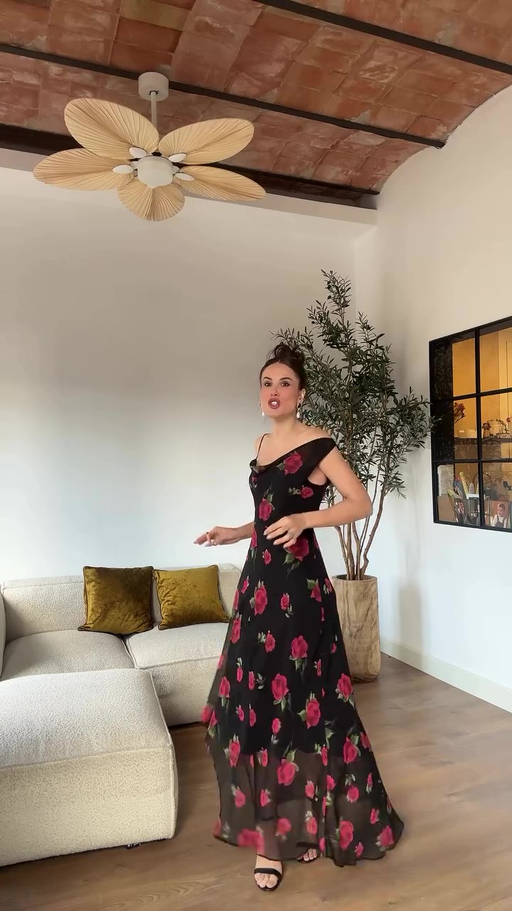 Ruffled floral print dress