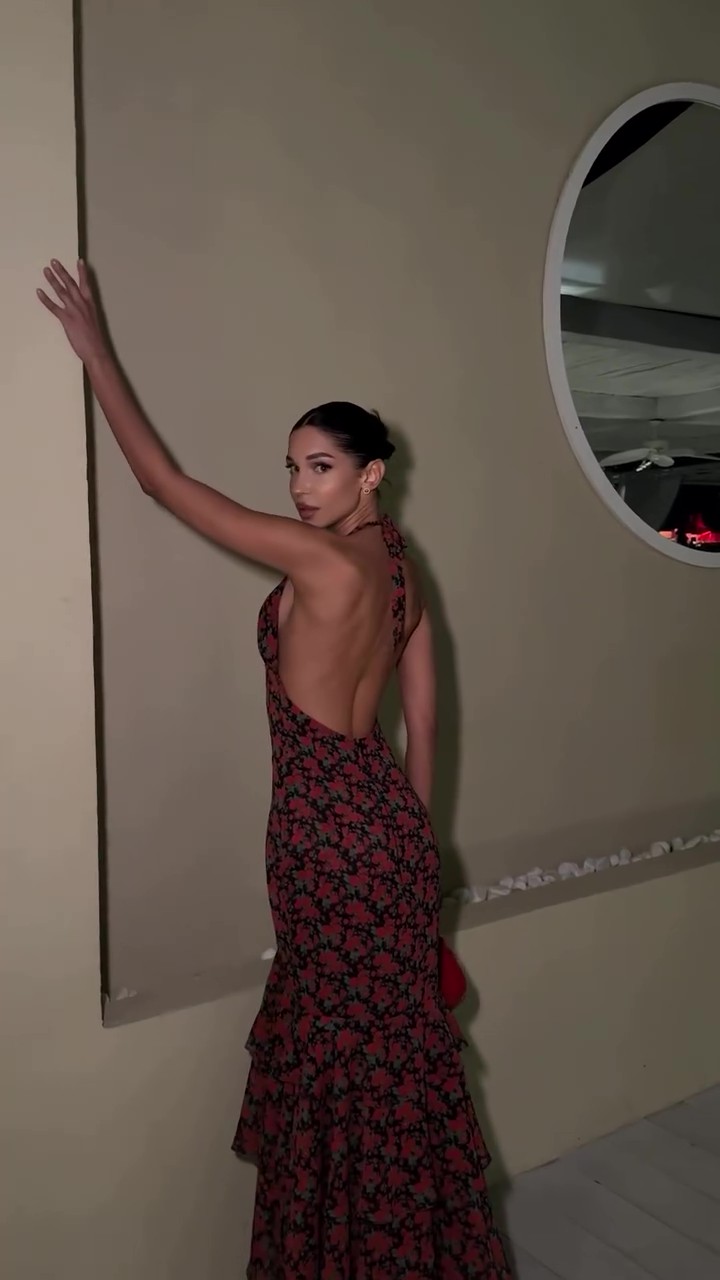 Party deep v backless maxi skirt