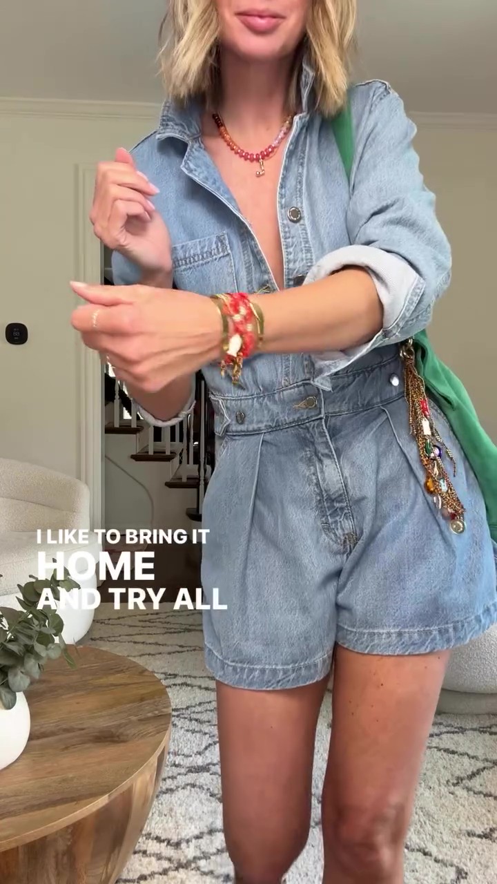 Washed denim short jumpsuit