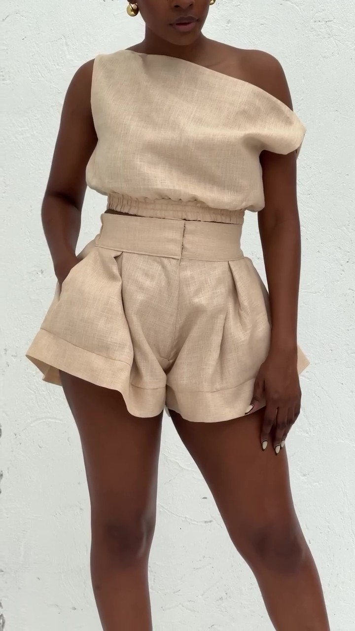 Unique linen shorts set