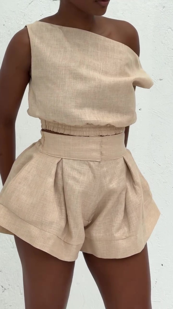 Unique linen shorts set