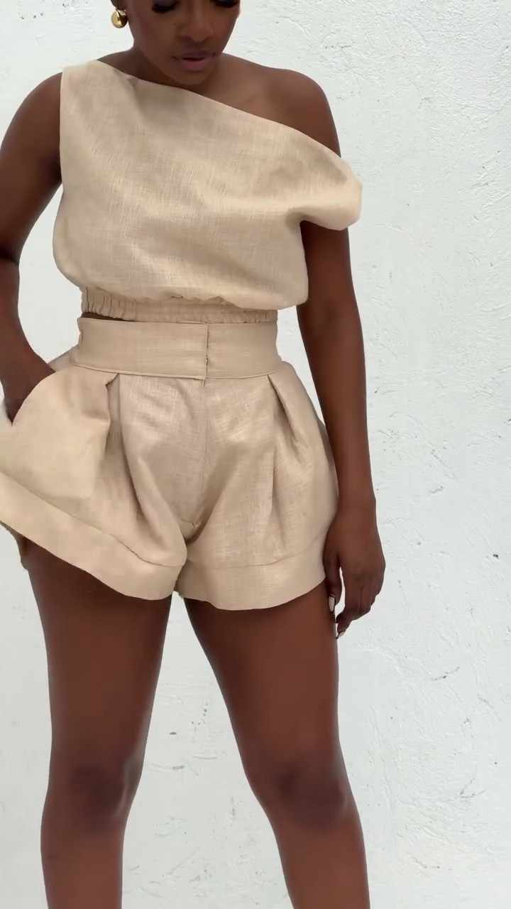 Unique linen shorts set