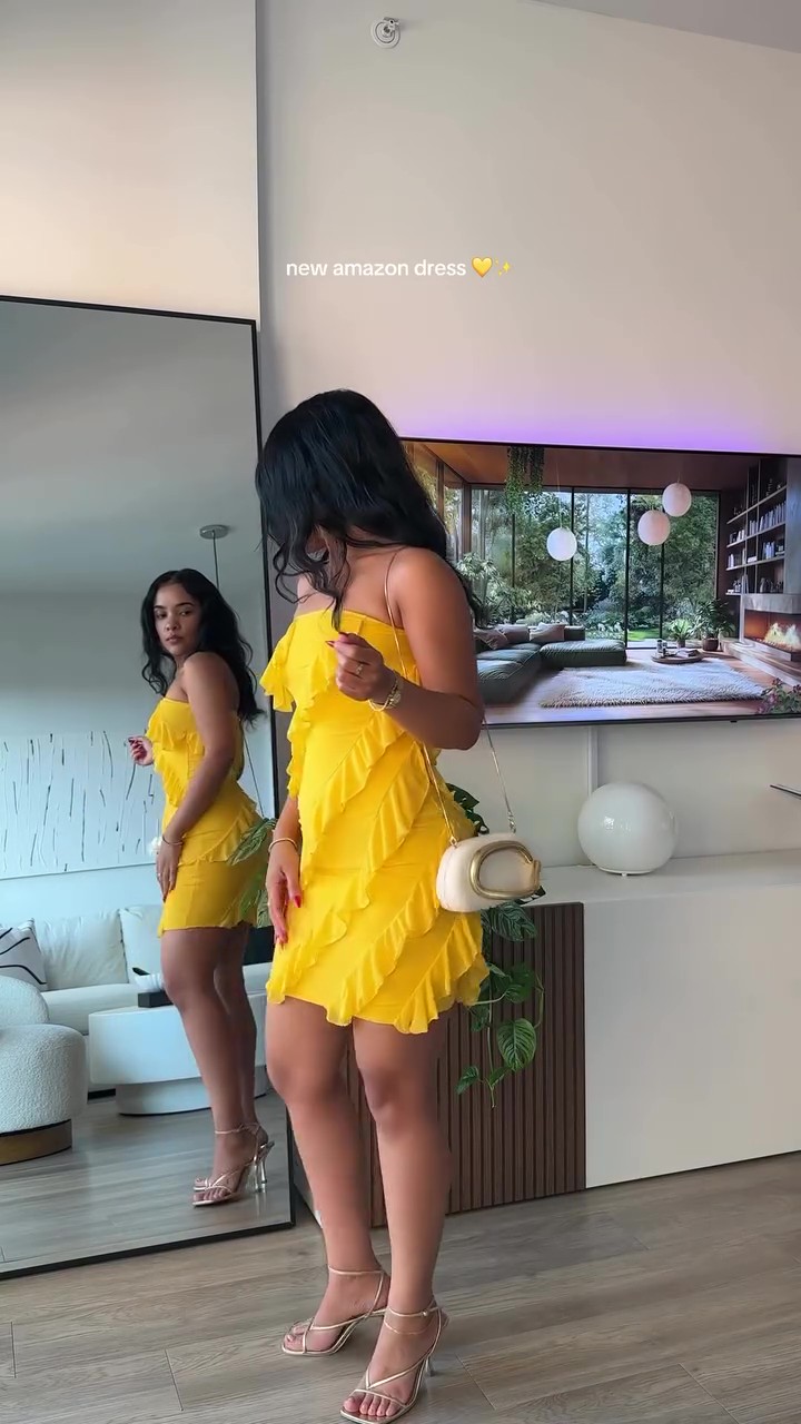 Yellow Wave Resort Mini Dress