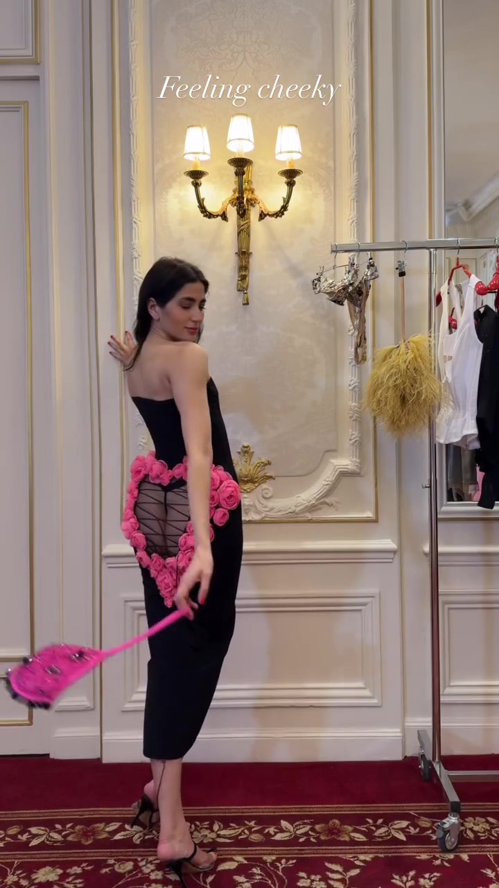 Party Sexy Floral Midi Black Dress