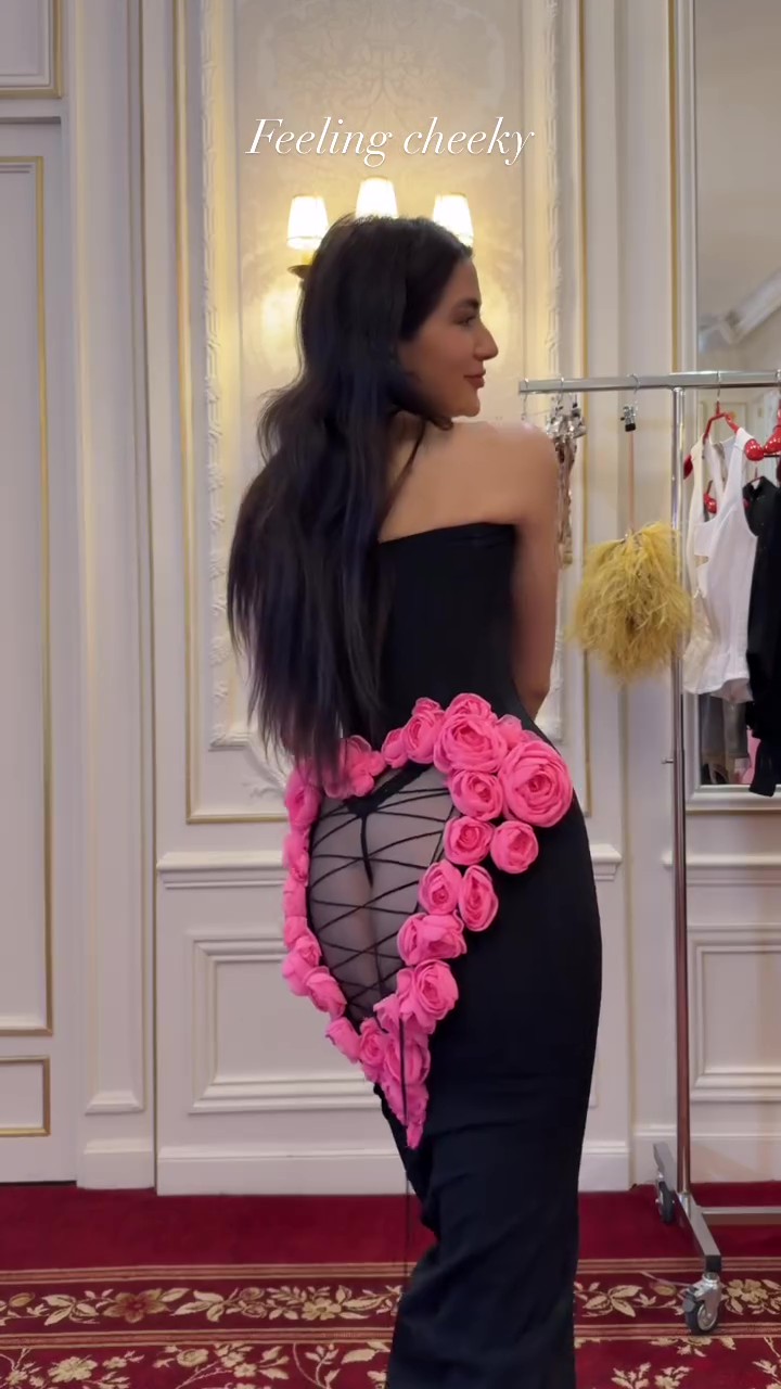 Party Sexy Floral Midi Black Dress