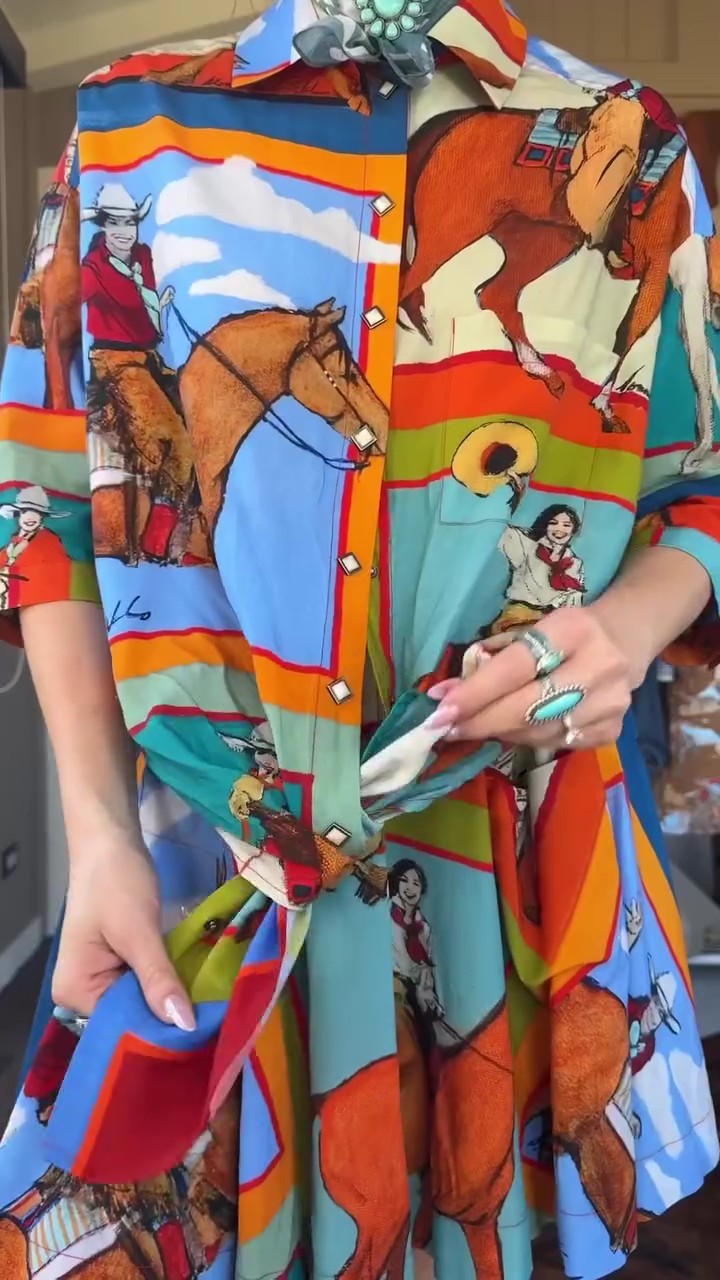 Resort Western Style Print Three-Piece Set（Vest + shirt + skirt）