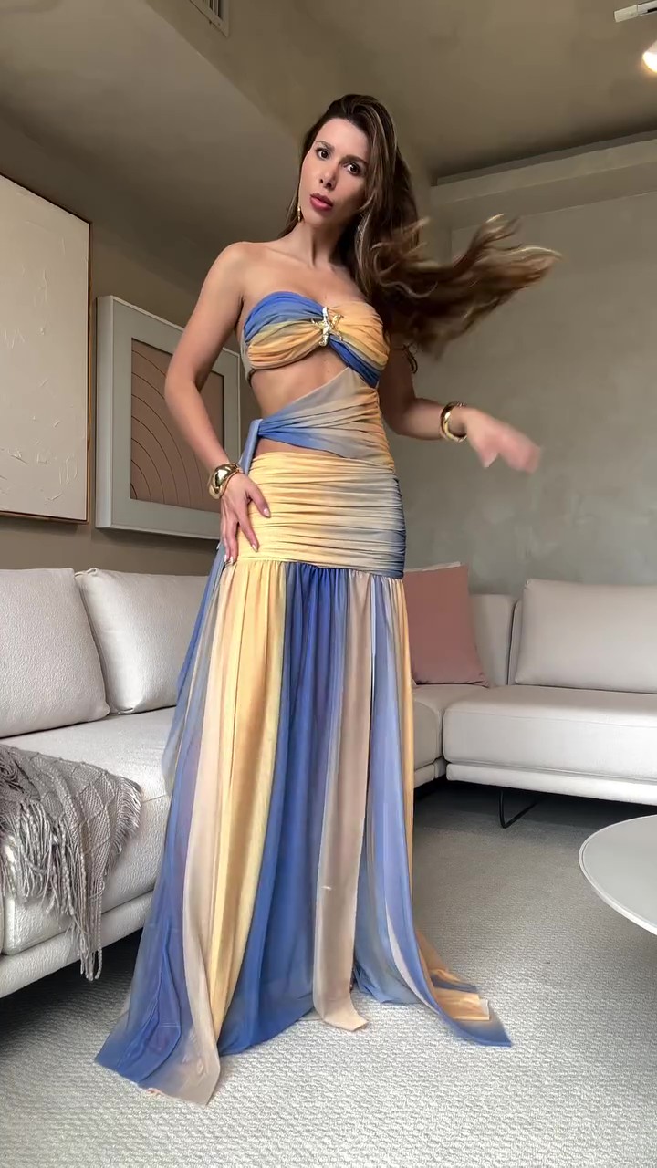 Holiday gradient blue maxi dress