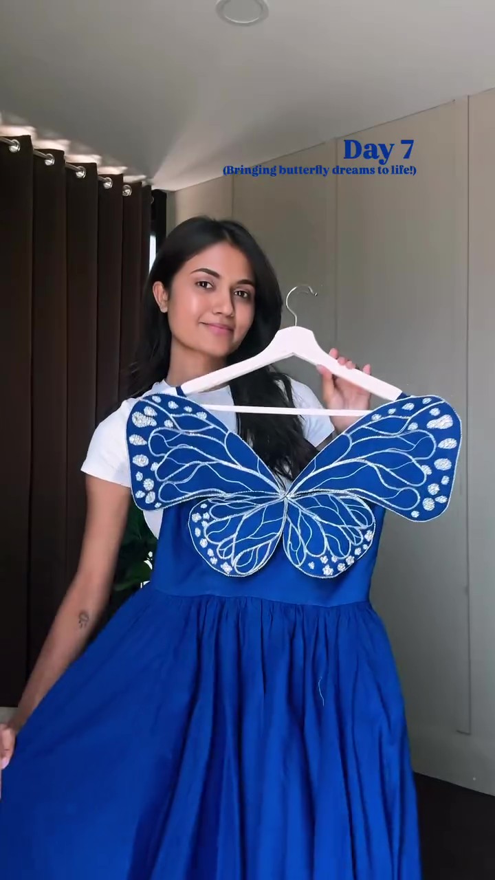 Party Blue Butterfly Midi Dress