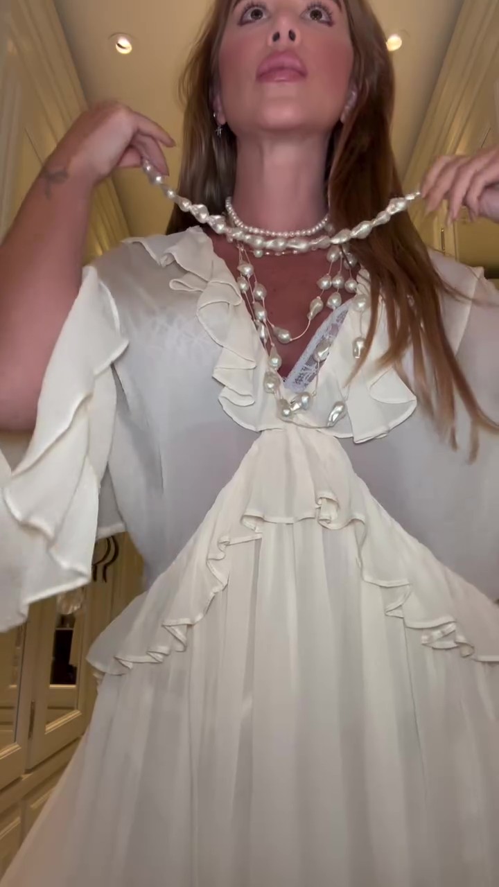 Oversized Resort V Neck Ruffle Dress