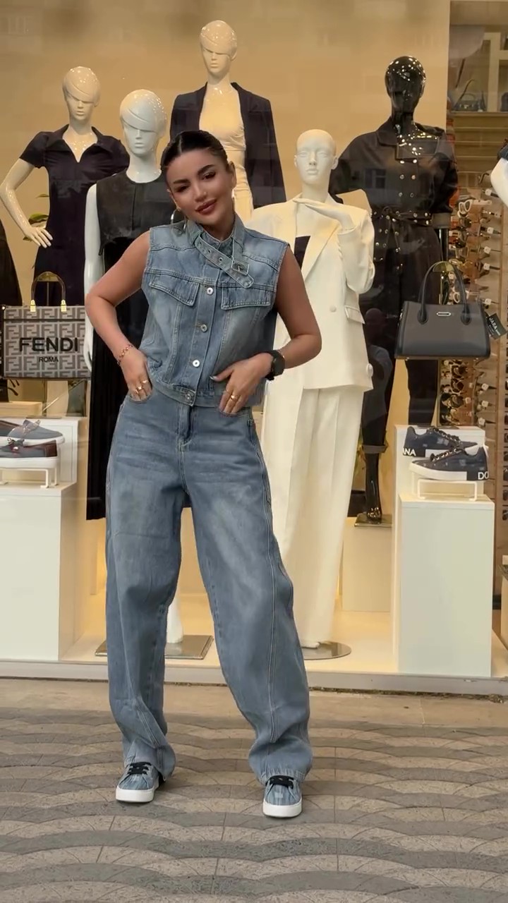 Western Wash Denim Vest Jeans Set