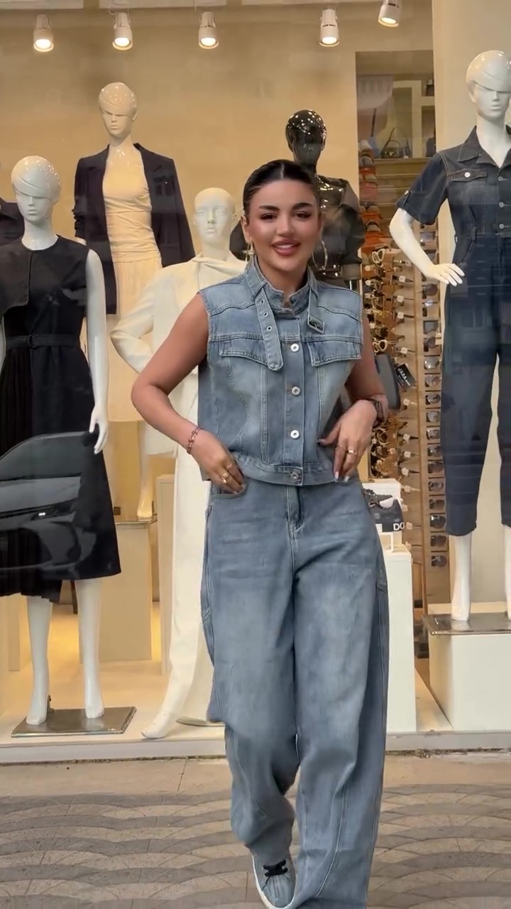 Western Wash Denim Vest Jeans Set