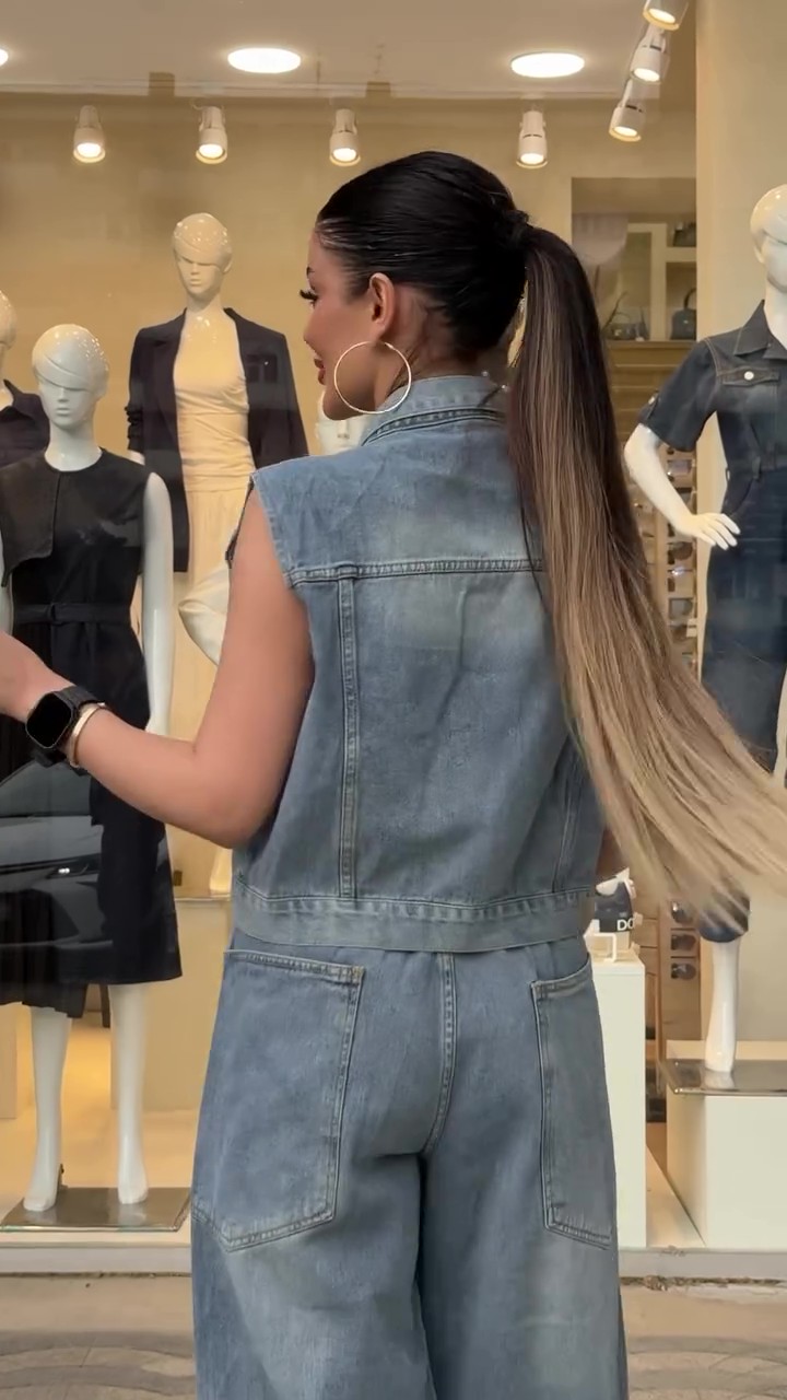 Western Wash Denim Vest Jeans Set