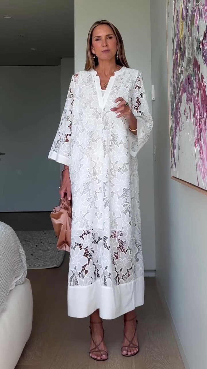 Comfortable lace maxi dress-Mesadic