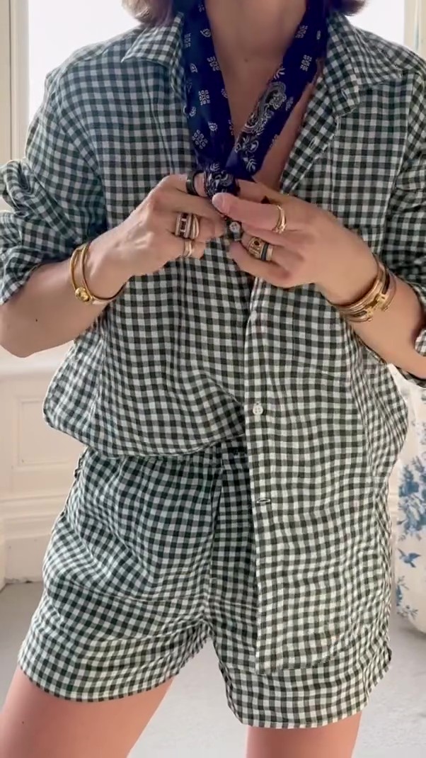 Casual Plaid Shorts Set