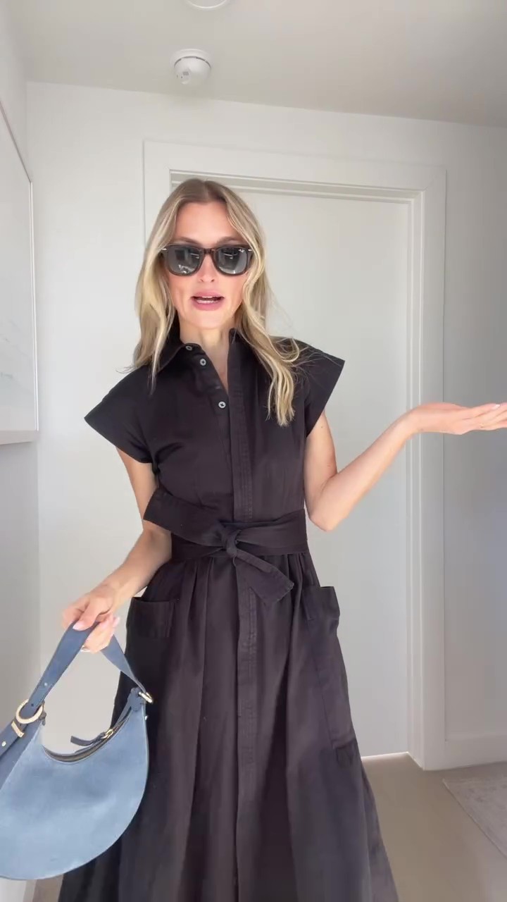 Casual Pocket Shirt Linen Midi Dress