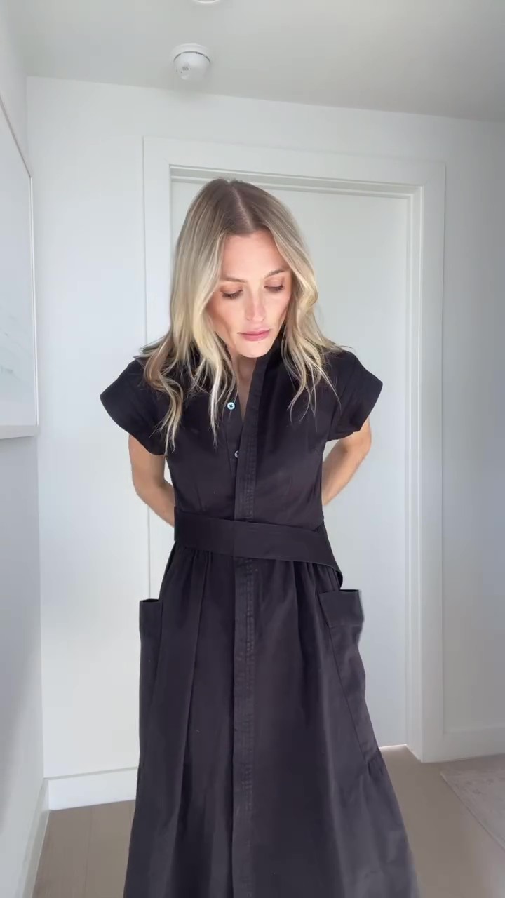 Casual Pocket Shirt Linen Midi Dress