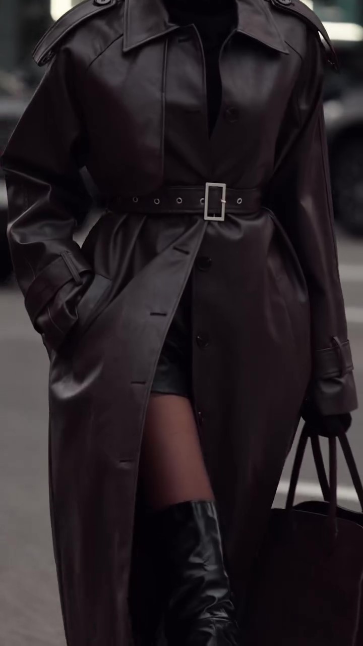 Brown trench coat leather jackets
