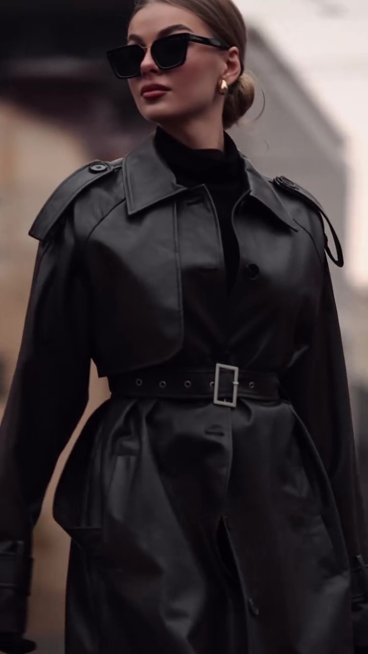 Brown trench coat leather jackets