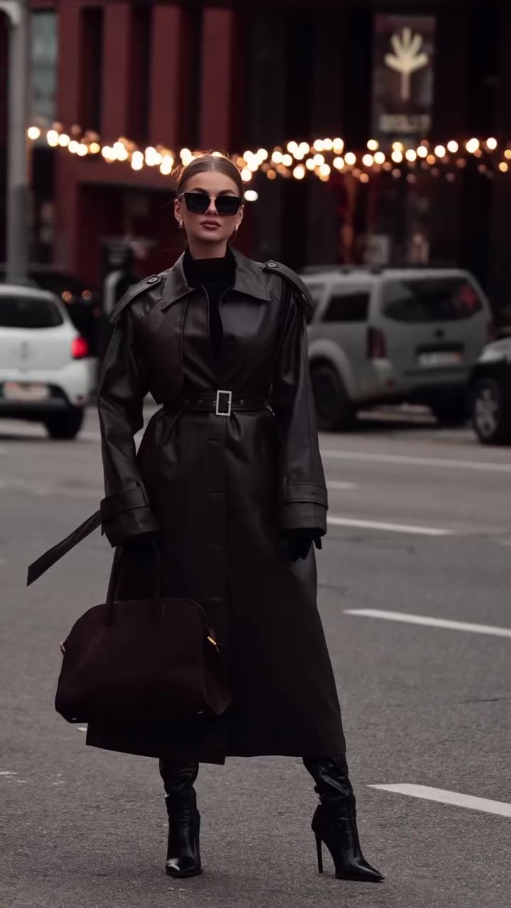 Brown trench coat leather jackets