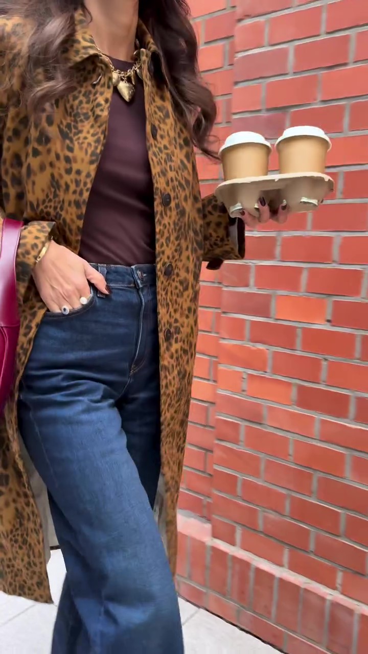 Designer leopard print winter coat