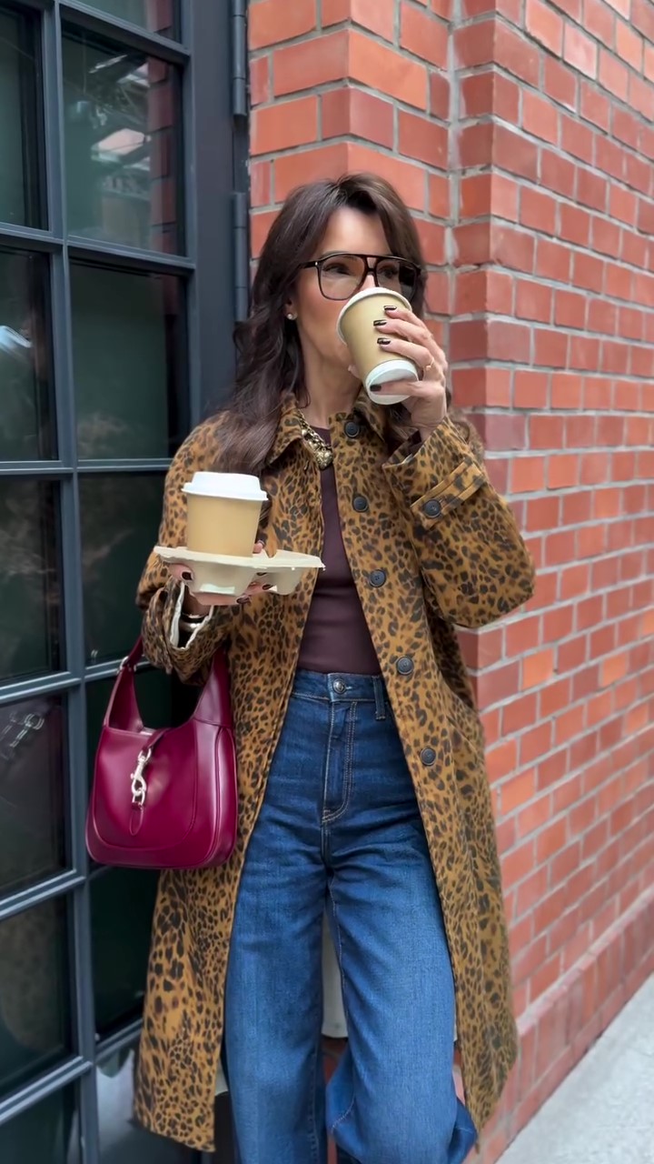 Designer leopard print winter coat