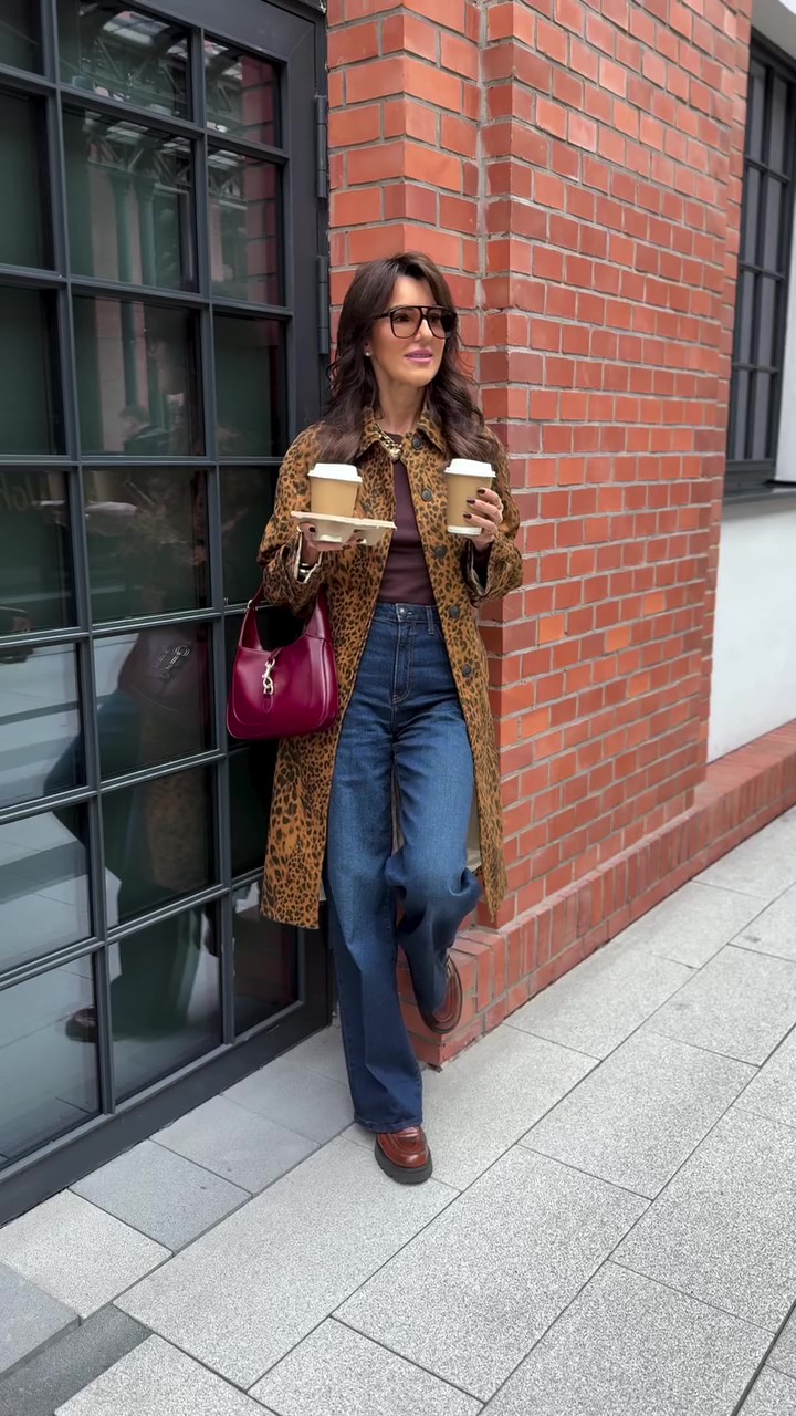 Designer leopard print winter coat