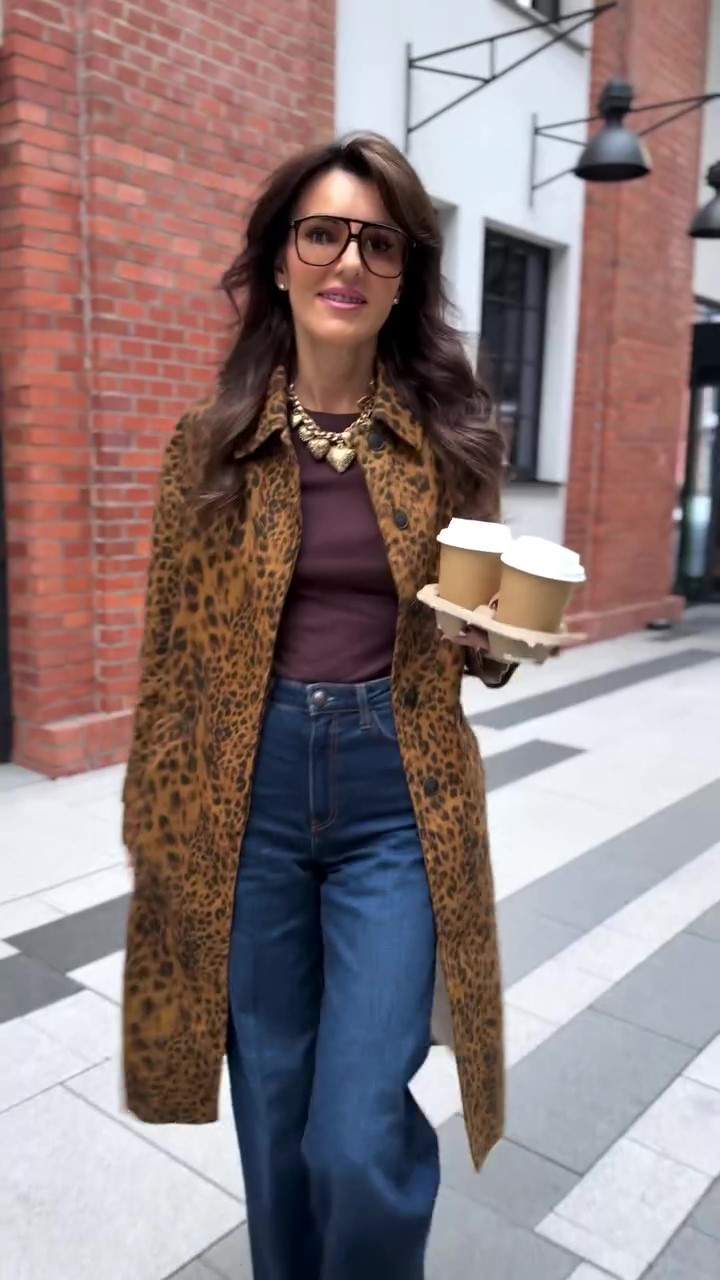 Designer leopard print winter coat