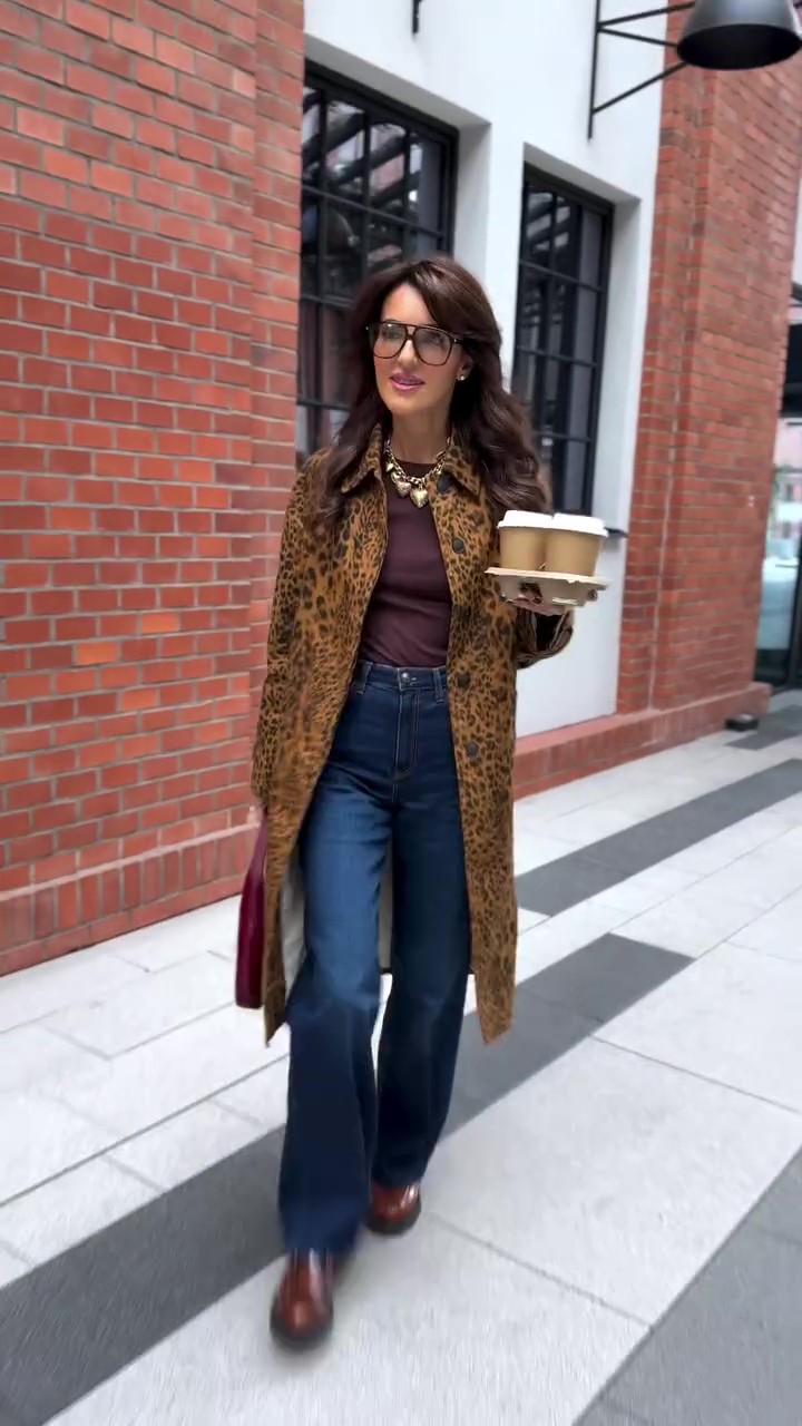 Designer leopard print winter coat