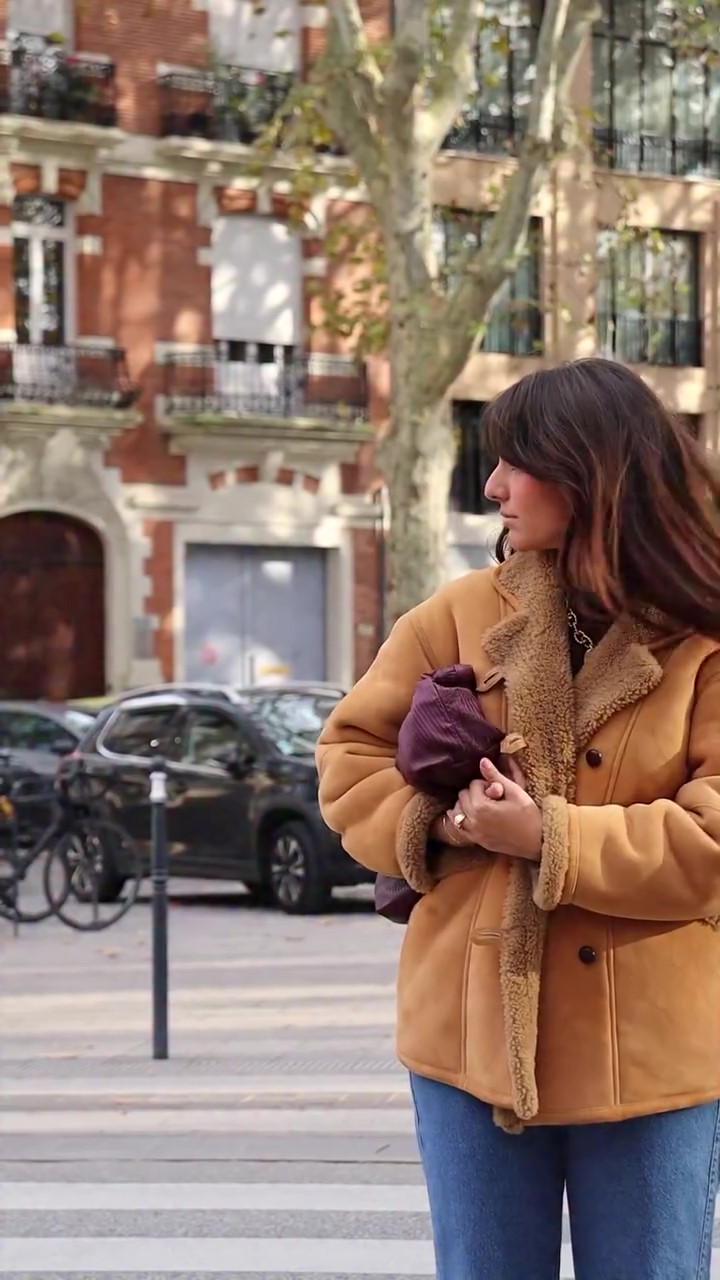 Brown windproof fur winter coat
