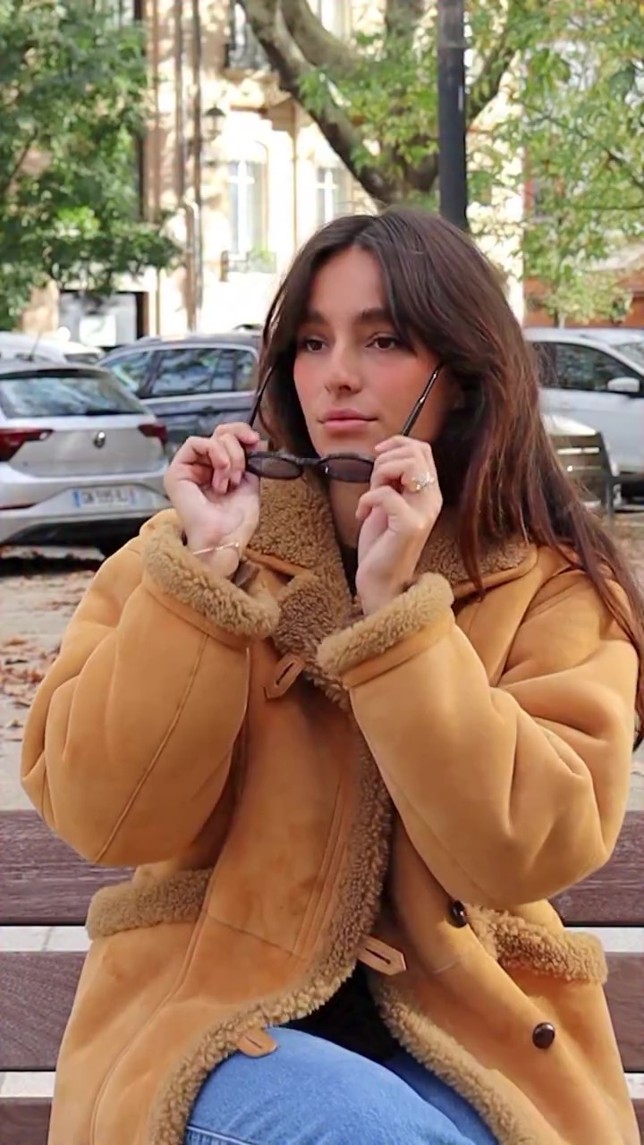 Brown windproof fur winter coat