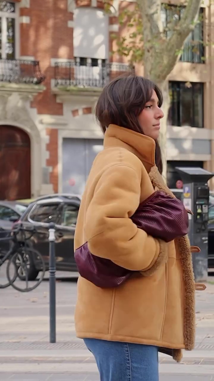 Brown windproof fur winter coat
