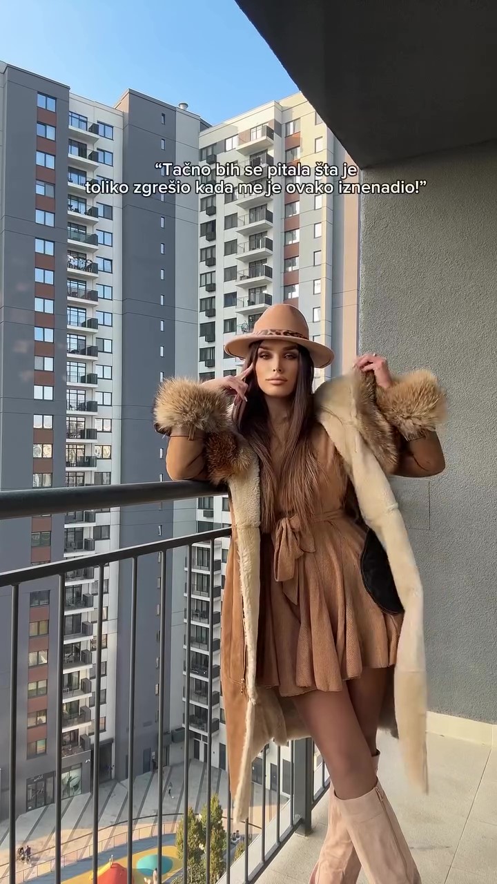 Khaki windproof fur winter coat