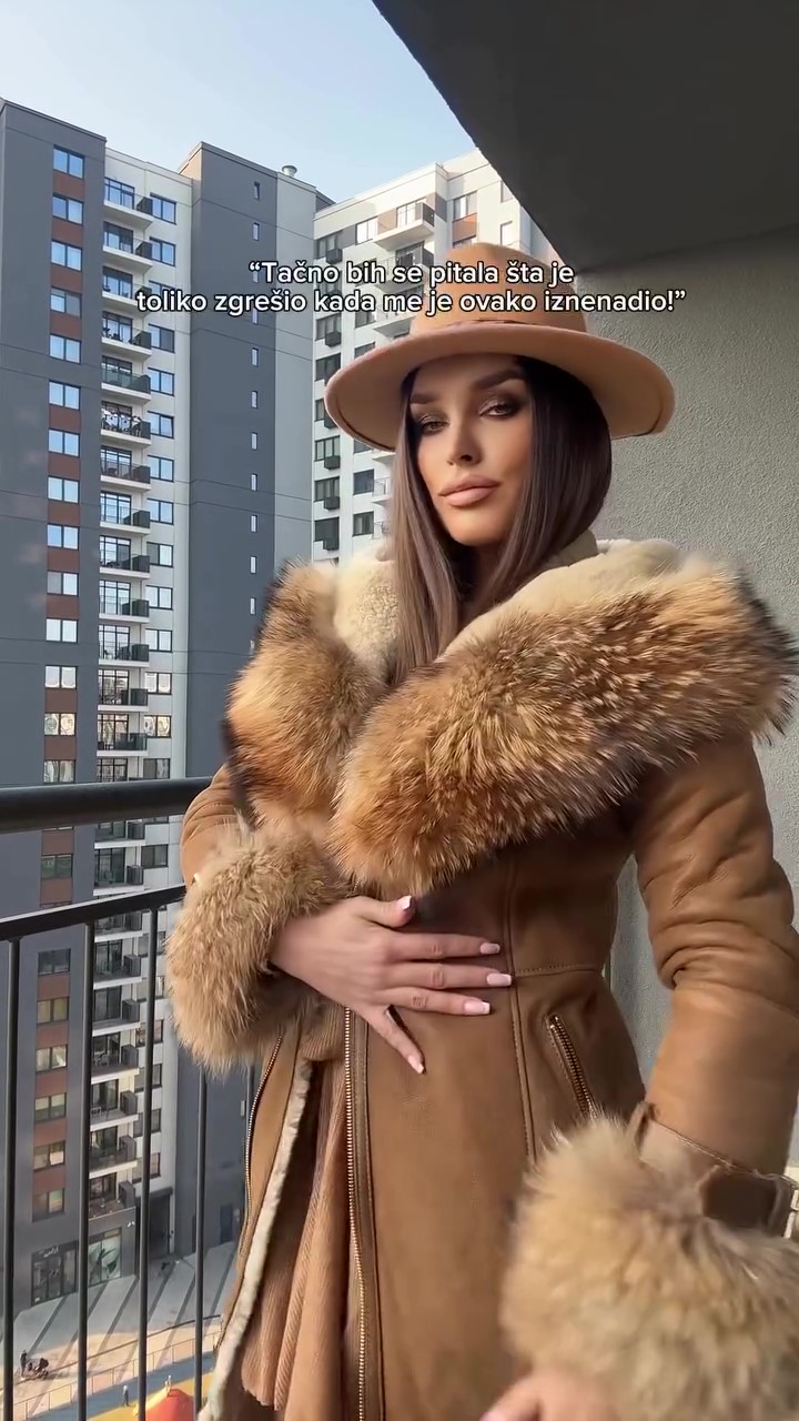 Khaki windproof fur winter coat