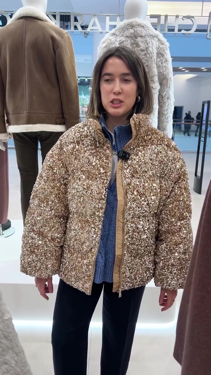 Gold velvet embroidered sequined short coat