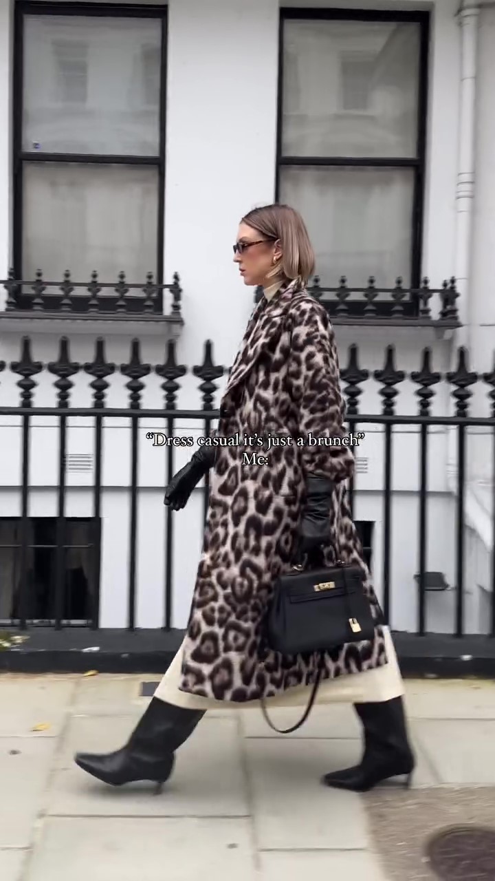 Designer leopard print winter coat