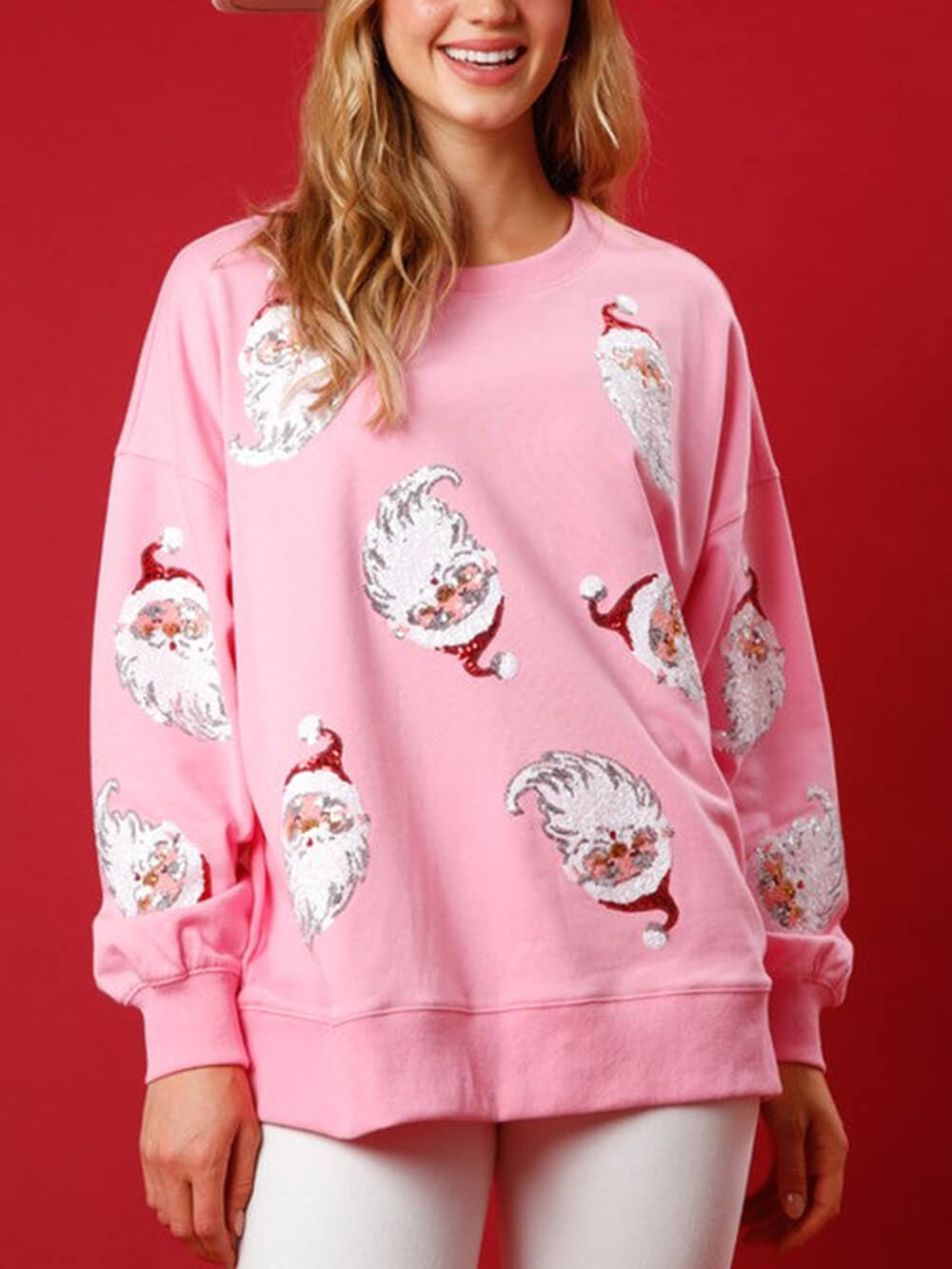 Sequin Santa French Terry Sweatshirt-CALLISTARI