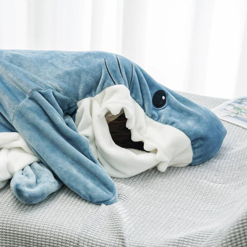 Ultra Soft Home Flannel Shark Hooded Blanket-CALLISTARI