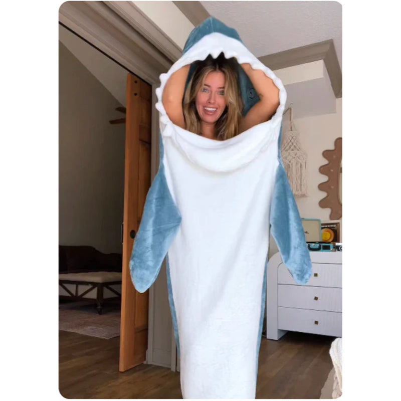 Ultra Soft Home Flannel Shark Hooded Blanket-CALLISTARI