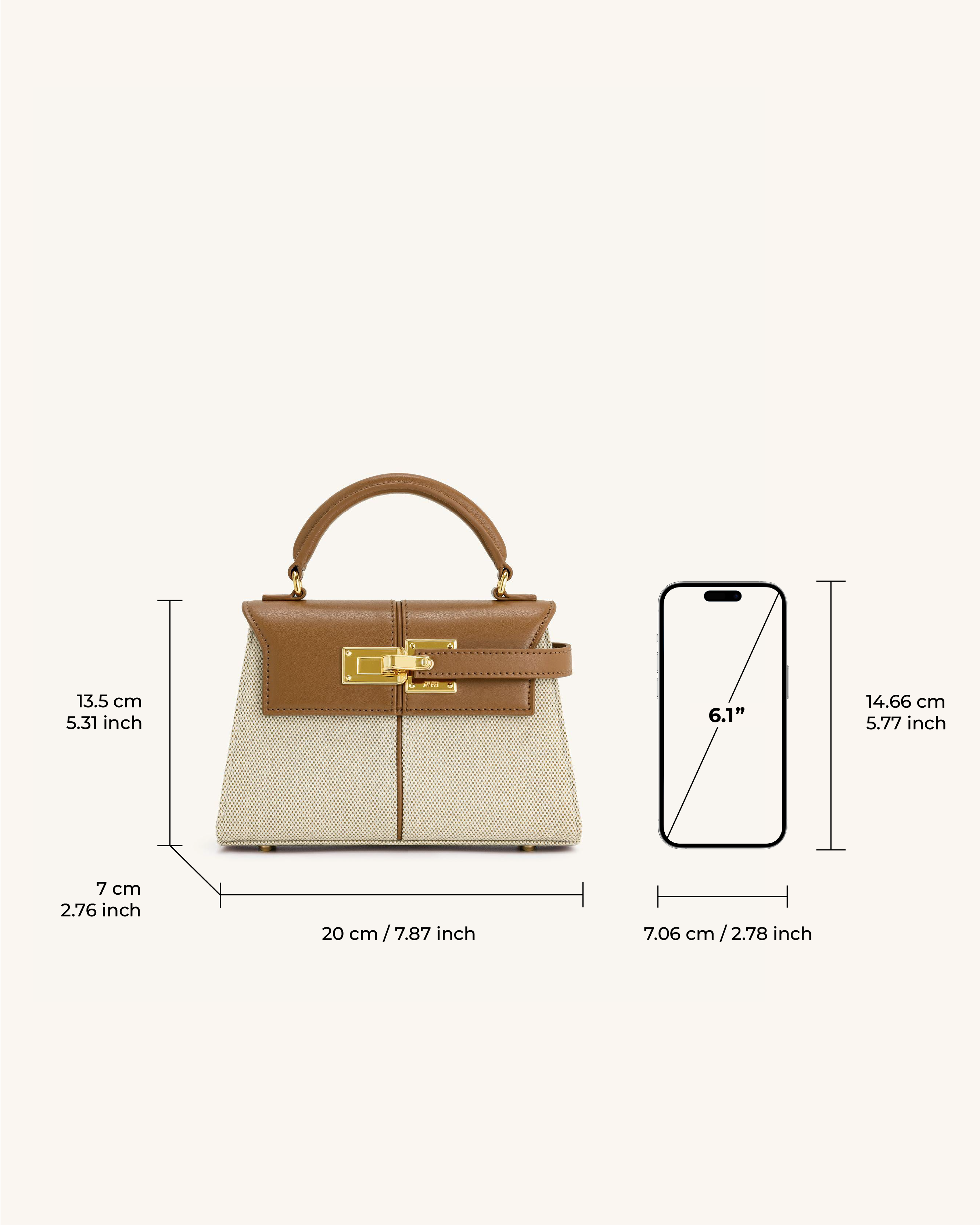 Elise Top Handle Bag - Brown Canvas-Mesadic