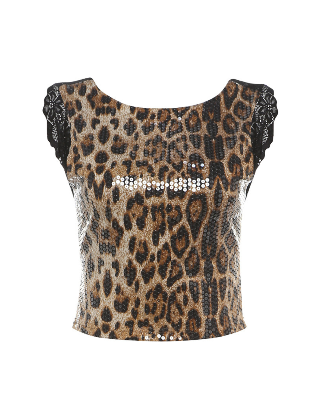 Syrita Backless Leopard Sequin Top-Mesadic